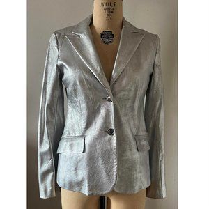 Chaiken Metallic Silver Leather Blazer
